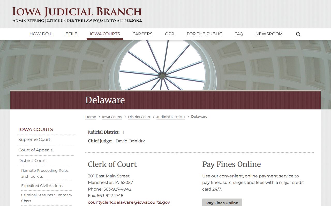 Delaware County warrant records court contact